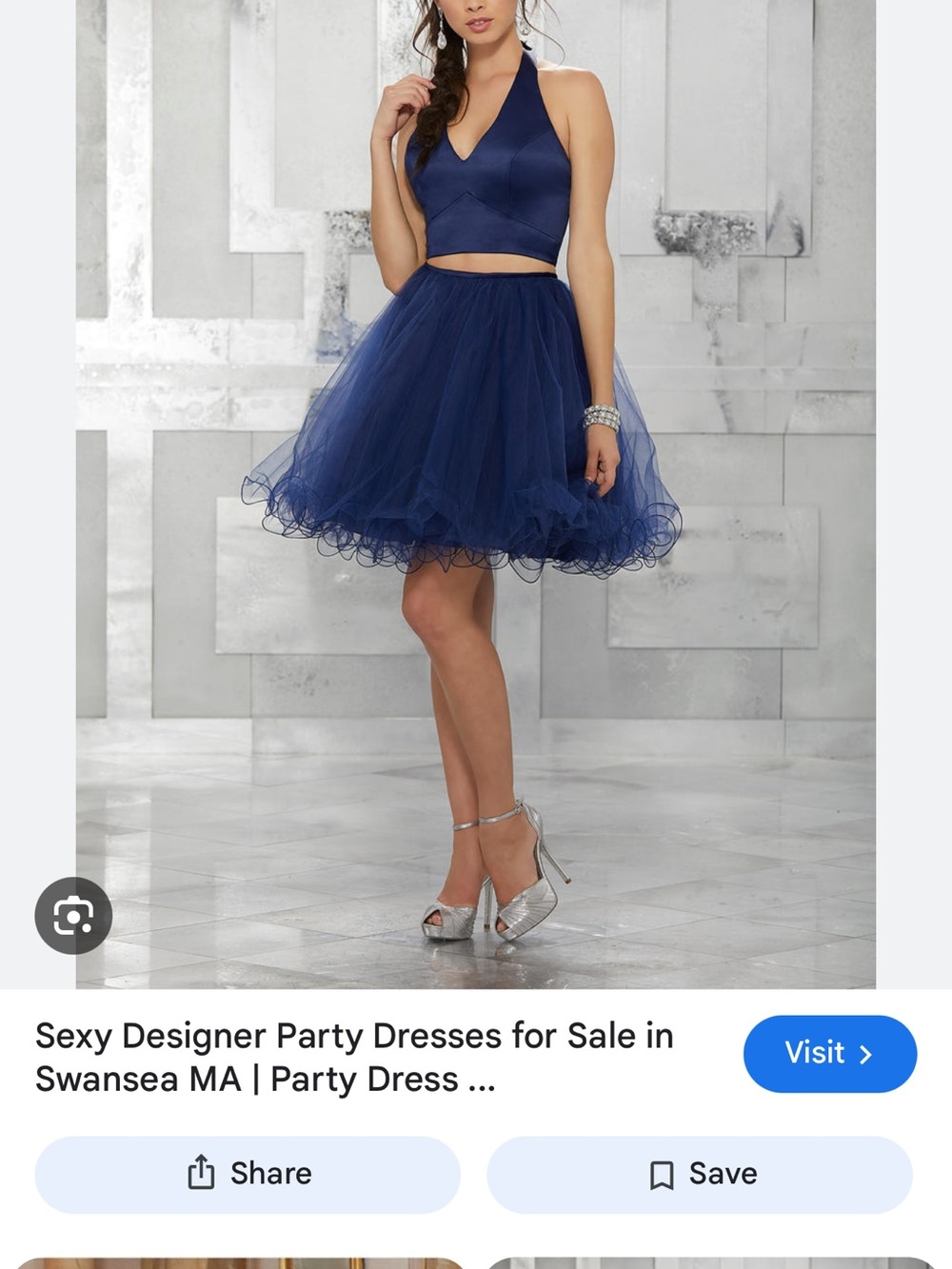 Mori Lee Navy Two-Piece Tulle Prom Dress